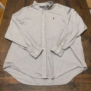 Ralph Lauren Yarmouth Button Down Shirt‎ Mens Cotton Checkered Plaid, 17 34/35